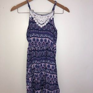 White, pink, purple, and blue long dress